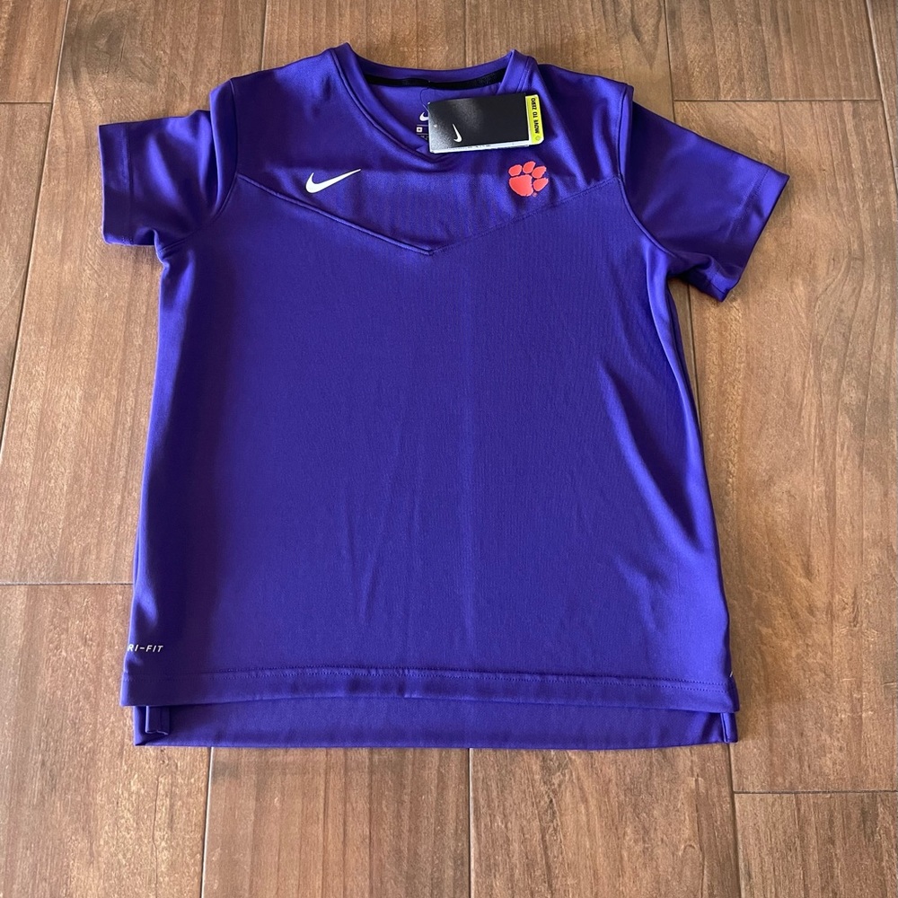 NIKE CLEMSON TIGERS S/S VNECK PURPLE TOP WOMENS M